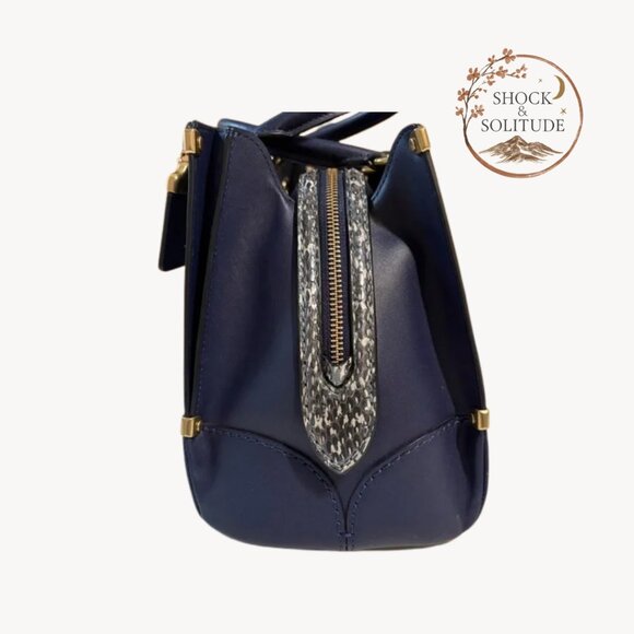 Coach Mason Carryall in Cadet Blue • Snakeskin Trim • Structured Tote • No Strap - Picture 3 of 15